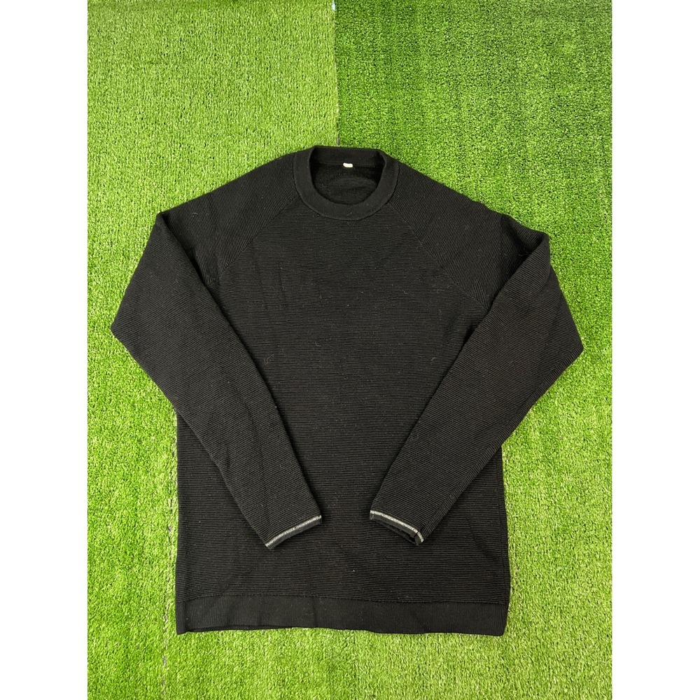 Lululemon Engineered Warmth Crewneck Sweater Mens MD Black Textured Raglan